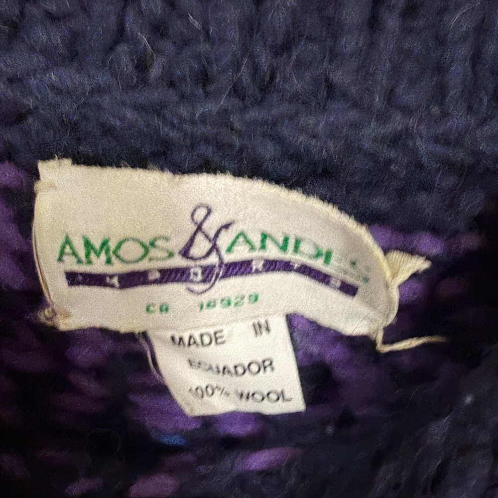 🩵 Vintage 90s 100% Wool Otavalo Knit Sweater | Chunky Fair Isle Cozy Pullover - Picture 6 of 10